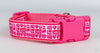 I Love Pink dog collar handmade adjustable buckle 1" or 5/8" wide or leash