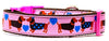 Dachshund dog collar handmade adjustable buckle collar 1" wide leash girly pink Petcollarshandmade