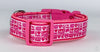 I Love Pink dog collar handmade adjustable buckle 1" or 5/8" wide or leash