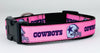 Dallas Cowboys dog collar handmade adjustable 1" or 5/8" wide or leash pink Petcollarshandmade