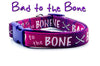 Bad To The Bone dog collar handmade adjustable buckle 1" or 5/8" wide or leash Petcollarshandmade