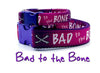 Bad To The Bone dog collar handmade adjustable buckle 1" or 5/8" wide or leash Petcollarshandmade