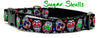 Sugar Skulls dog collar handmade adjustable buckle collar 5/8" wide or leash Petcollarshandmade