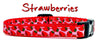 Strawberry cat or small dog collar 1/2" wide adjustable handmade bell or leash Petcollarshandmade