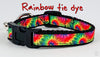Rainbow Tie Dye cat or small dog collar 1/2" wide adjustable with bell or leash Petcollarshandmade
