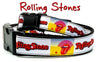 Rolling Stones dog collar Rock N Roll handmade adjustable buckle 1"or 5/8"wide Petcollarshandmade