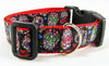 Sugar Skulls dog collar Handmade adjustable buckle collar 1"wide or leash Petcollarshandmade