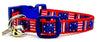 USA Flag cat or small dog collar 1/2" wide adjustable handmade bell or leash Petcollarshandmade