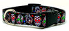 Sugar Skulls dog collar handmade adjustable buckle collar 5/8" wide or leash Petcollarshandmade