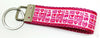 I Love Pink Key Fob Wristlet Keychain 1"wide Zipper pull Camera strap handmade - Petcollarshandmades