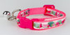 Watermelon cat or small dog collar 1/2" wide adjustable handmade bell or leash Petcollarshandmade