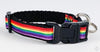 Rainbow Pride cat or small dog collar 1/2"wide adjustable handmade bell or leash Petcollarshandmade