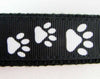 Paw Print dog collar handmade adjustable buckle collar 1" wide or leash fabric - Petcollarshandmades