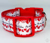 Valentine dog collar handmade adjustable buckle collar 1"wide or leash fabric - Petcollarshandmades