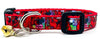 Red Dog cat or small dog collar 1/2" wide adjustable handmade bell or leash Petcollarshandmade