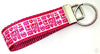 I Love Pink Key Fob Wristlet Keychain 1"wide Zipper pull Camera strap handmade - Petcollarshandmades