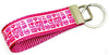 I Love Pink Key Fob Wristlet Keychain 1"wide Zipper pull Camera strap handmade - Petcollarshandmades