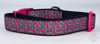 Roses dog collar handmade adjustable buckle collar 1" wide pink or leash Petcollarshandmade