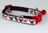 Pugs cat or small dog collar 1/2" wide adjustable handmade bell or leash Petcollarshandmade