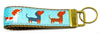 Dachshunds Key Fob Wristlet Keychain 1"wide Zipper pull Camera strap handmade - Petcollarshandmades