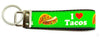I Love Tacos Key Fob Wristlet Keychain 1"wide Zipper pull Camera strap handmade - Petcollarshandmades