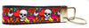 Skulls Key Fob Wristlet Keychain 1"wide Zipper pull Camera strap handmade - Petcollarshandmades
