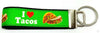 I Love Tacos Key Fob Wristlet Keychain 1"wide Zipper pull Camera strap handmade - Petcollarshandmades