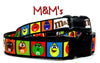 M&M's candy dog collar handmade adjustable buckle collar 5/8" wide or leash Petcollarshandmade