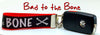 Bad To The Bone  Key Fob Wristlet Keychain 1"wide Zipper pull Camera strap Petcollarshandmade