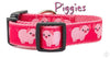 Piggies dog collar handmade adjustable buckle collar 1" wide leash fabric $6 - Petcollarshandmades
