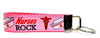 Nurses Rock Key Fob Wristlet Keychain 1"wide Zipper pull Camera strap handmade - Petcollarshandmades