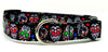 Sugar Skulls dog collar handmade adjustable buckle collar 5/8" wide or leash Petcollarshandmade