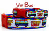 VW Bus dog collar handmade  adjustable buckle collar 1" or 5/8" wide or leash Petcollarshandmade