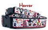 Horror dog collar handmade adjustable buckle collar 5/8" wide or leash fabric Petcollarshandmade