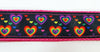Rainbow Hearts dog collar handmade adjustable buckle collar 1" wide leash fabric - Petcollarshandmades