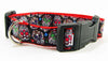 Sugar Skulls dog collar Handmade adjustable buckle collar 1"wide or leash Petcollarshandmade