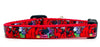 Red Dog cat or small dog collar 1/2" wide adjustable handmade bell or leash Petcollarshandmade