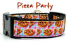Pizza Party dog collar handmade adjustable buckle collar 1"wide or leash - Petcollarshandmades