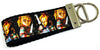 Chucky Key Fob Wristlet Keychain 1 1/4"wide Zipper pull Camera strap - Petcollarshandmades