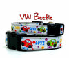 VW Beetle dog collar handmade  adjustable buckle collar 1" or 5/8" wide or leash Petcollarshandmade