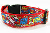 Super Hero dog collar handmade adjustable buckle collar 1" wide or leash Petcollarshandmade