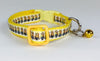 Minions cat or small dog collar 1/2" wide adjustable handmade bell or leash Petcollarshandmade