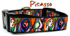 Picasso dog collar handmade adjustable buckle collar 1"wide or leash fabric $6 - Petcollarshandmades