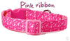 Pink Ribbon Dog collar handmade adjustable buckle 1" or 5/8" wide or leash Petcollarshandmade