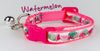 Watermelon cat or small dog collar 1/2" wide adjustable handmade bell or leash Petcollarshandmade