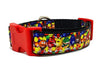 M&M's candy dog collar handmade adjustable buckle collar 1" wide or leash - Petcollarshandmades