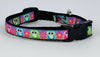 Owls cat or small dog collar 1/2" wide adjustable buckle handmade bell or leash - Petcollarshandmades
