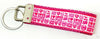I Love Pink Key Fob Wristlet Keychain 1"wide Zipper pull Camera strap handmade - Petcollarshandmades