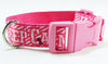 Think Pink dog collar Handmade adjustable buckle collar 1" wide or leash Petcollarshandmade