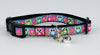 Owls cat or small dog collar 1/2" wide adjustable buckle handmade bell or leash - Petcollarshandmades